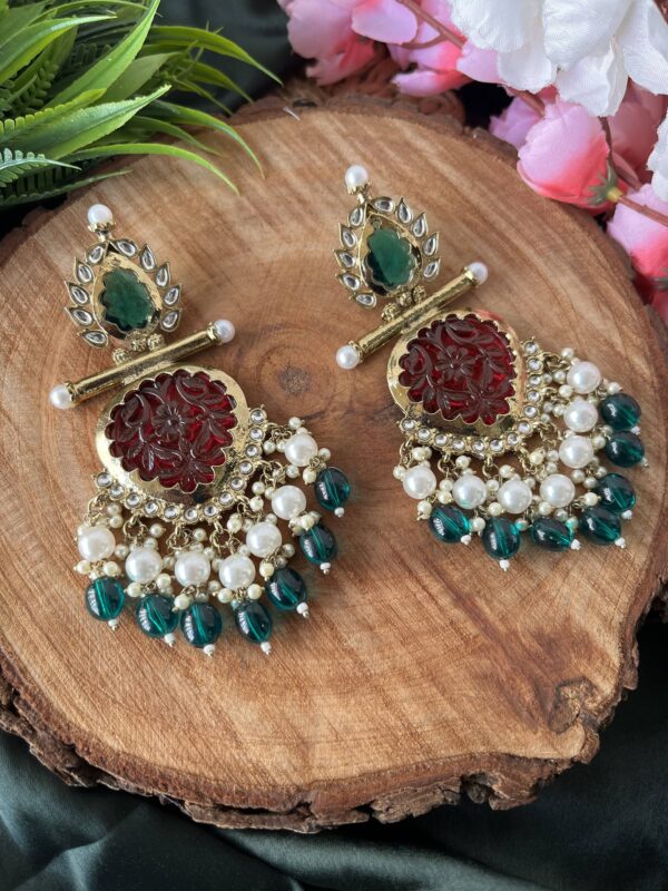 Sanam Jhumka Green-Maroon